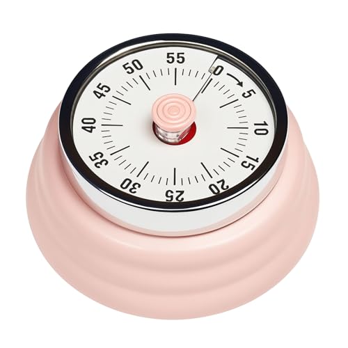 Elegant Stainless Steel Vintage Kitchen Timer with Magnetic Attachment (01-pink)