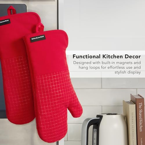 Gourmet Series Gridlines Oven Mitts 2 (Passion Red)