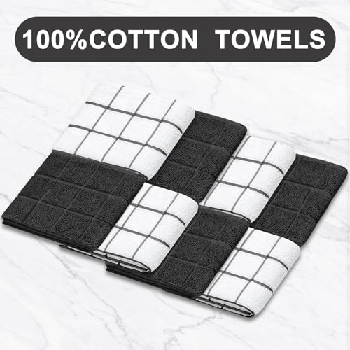 Oven Mitts Kitchen Towels and Dishcloths Pot Holders Sets (Black)