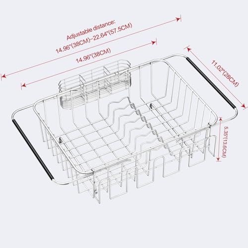 Dish Drying Rack in Sink (Medium With Cup Holder - 14.96×11.02×5.35 Inches)