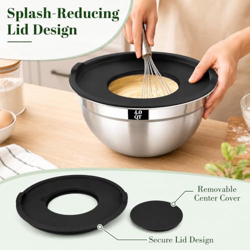 8PCS Mixing Bowls with Lids Set (8PCS Black Mixing Bowl Set)
