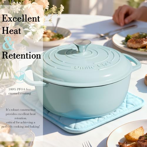 6QT Enameled Cast Iron Dutch Oven with Lid (Blue)