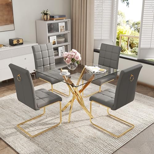 5 Piece Glass Dining Table Set