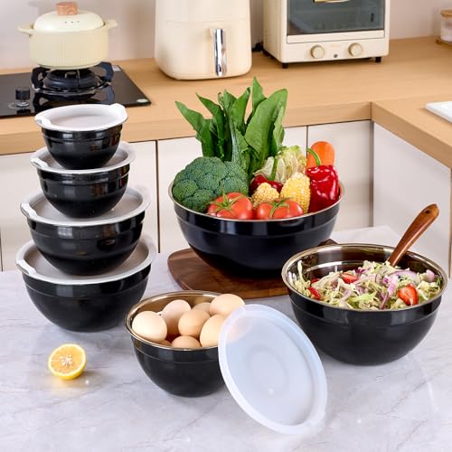 Gold Mixing Bowls with Lids Set of 7