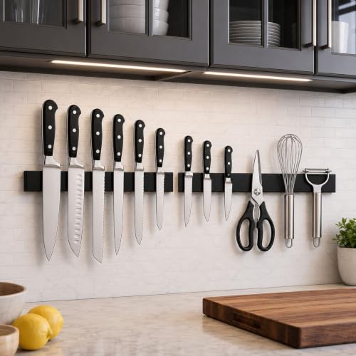 2 Pack 16 Inch Magnetic Knife Strips (16 Inch / Black 2 Pack)