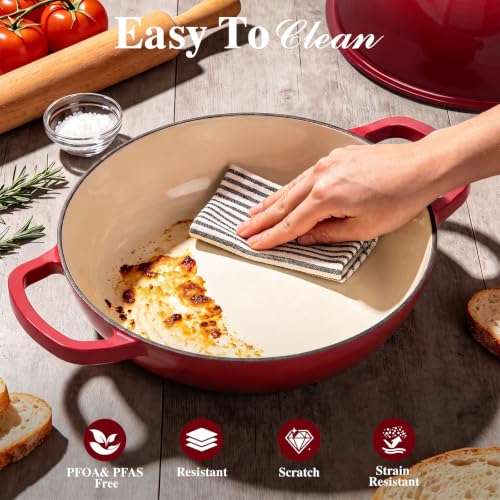 6QT Enameled Dutch Oven for Sourdough Starter Kit (Red)