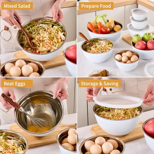 White Mixing Bowls with Airtight Lids (White / 7 Pieces)