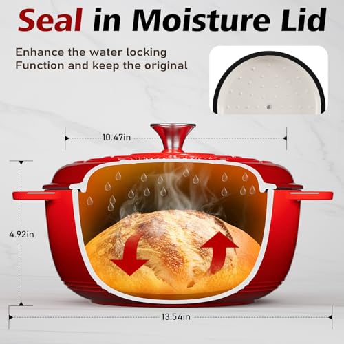 6QT Enameled Cast Iron Dutch Oven with Lid (Red)
