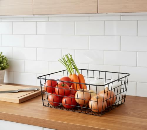 wire baskets with Handles Wire Storage Organizer Bin Baskets