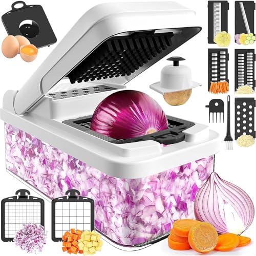 12-in-1 Vegetable Chopper, Food Veggie Chopper With Container (Black / 7 blades)