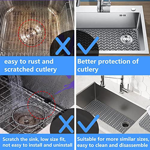 Sink Protectors for Kitchen Sink 12" 13" 16" 18" 19" 24" 26" 28" 29" Silicone Sink mat (29.5"x15" / Gray)