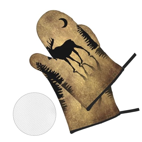 Oven Mitts and Pot Holders Sets of 4 High Heat Resistant Oven Mitts with Oven Gloves and Hot Pads Polyester Potholders for Kitchen Baking Grilling BBQ Non