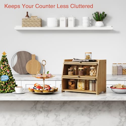 Large Bread Box for Kitchen Countertop (Bamboo)