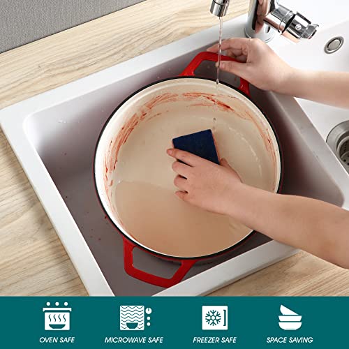 7.5 Qt Round Enameled Cast Iron Dutch Oven with Lid (7.5 Qt-round / Red)