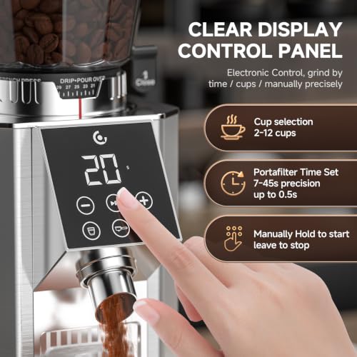 Conical Burr Coffee Grinder (Metallic Silver)