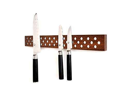 Magnetic Wooden Knife Bar Holder Strip (20 Inch / Walnut)
