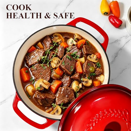 Enameled Cast Iron Dutch Oven (Red)