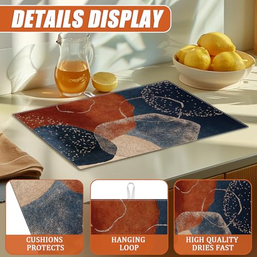 Dish Drying Mat for Kitchen Counter Microfiber Absorbent Dish Kitchen Drying Mat Draining Reusable Washable for Dishes
