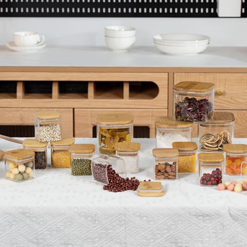 Airtight Glass Square Storage Containers with Bamboo Lids