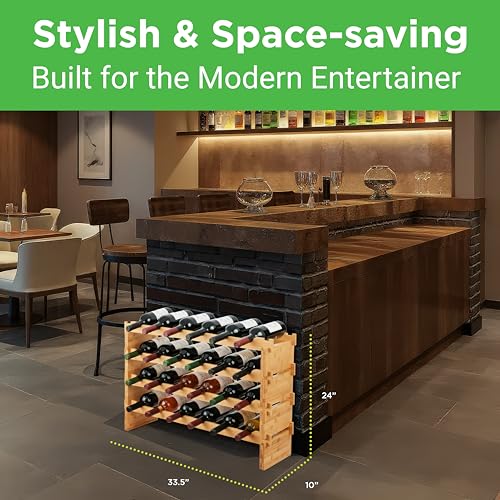 72 Bottle Wine Rack Stackable Bamboo Freestanding