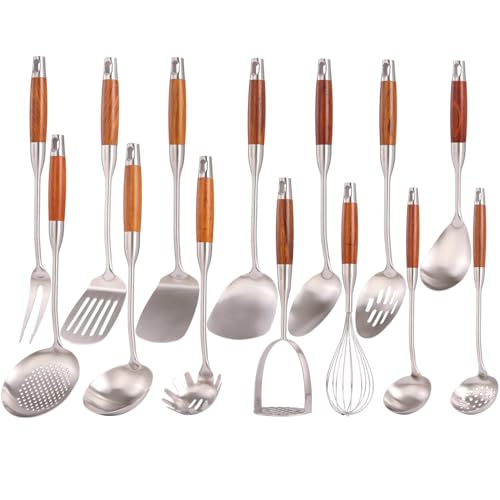 304 Stainless Steel Cooking Utensils Set with Wood Handle