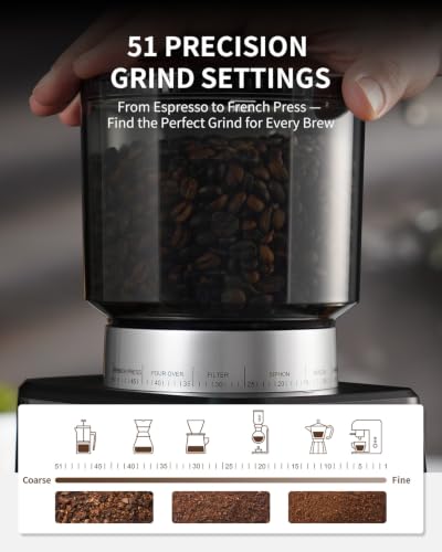 Conical Burr Espresso Coffee Grinder Electric with Precision Timer 2.0 (medium)