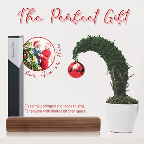 Walnut 16 inch Magnetic Knife Holder for Wall with 2x Storage & Charming Wood (Walnut Wood / 16" w/ Wall Mount)