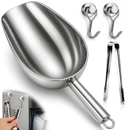 Stainless Steel Ice Scoop for Freezer with Magnetic Hook