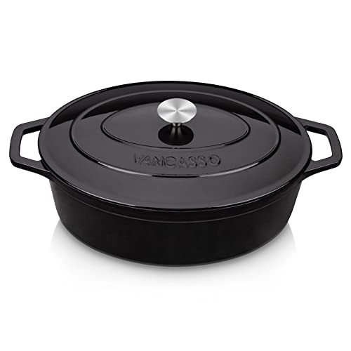 9.3 Qt Oval Enameled Cast Iron Dutch Oven with Lid (9.3 Qt-oval / Black)