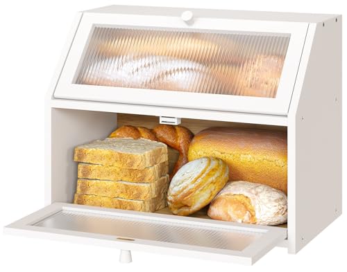 White Bread Box for Kitchen Counter (White / Large)
