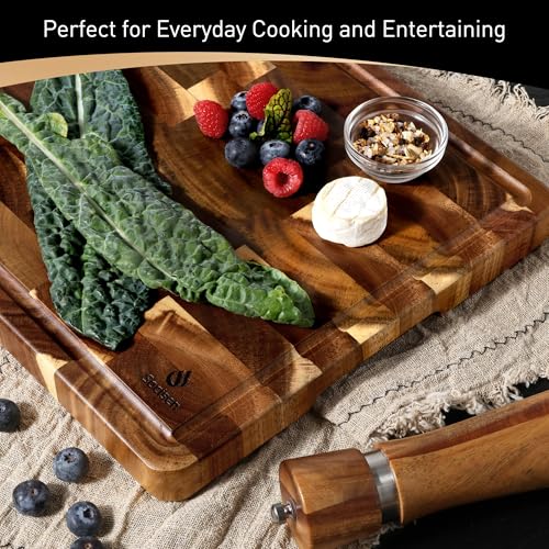 End Grain Cutting Board for Kitchen with Non (17"L x 12"W)