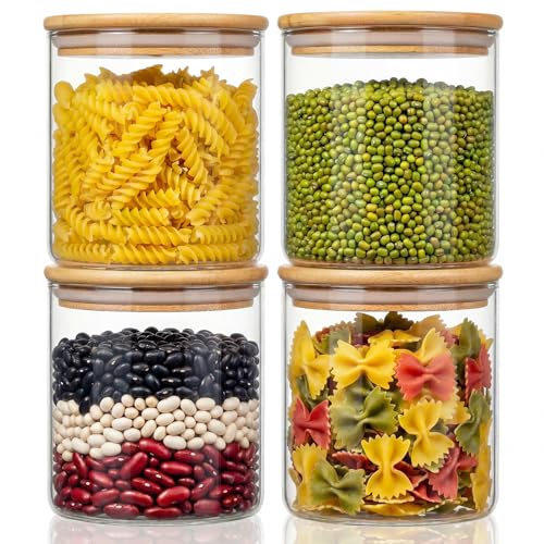 Round Glass Food Storage Containers with Airtight Bamboo Lids
