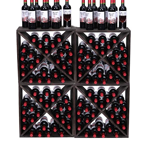 Wine Rack Cabinet countertop Wooden Stackable Storage Retro Cube freestanding Floor Wine Holder Stand