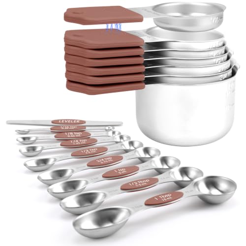 Magnetic Measuring Cups and Spoons Set (Mocha Brown)