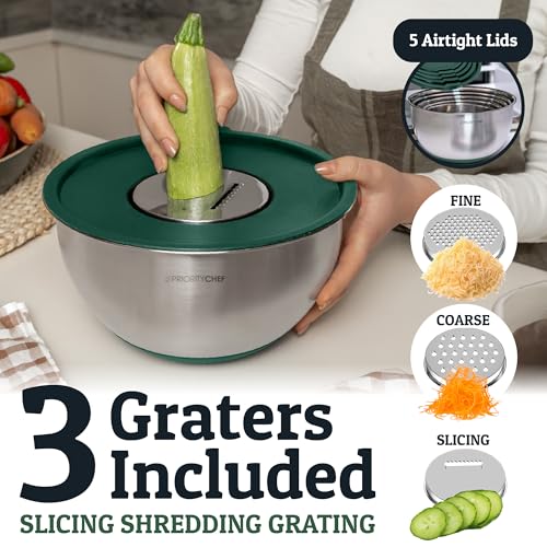 28pc Stainless Steel Mixing Bowls with Lids Set (Utensils - Green)