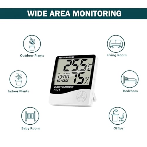 HTC 1 Digital Hygrometer Thermal Meter Humidity Meter with Alarm Clock LCD Display (Htc-1)