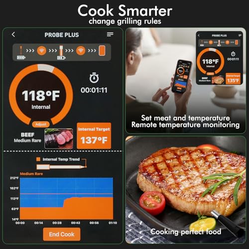 Smart Wireless Meat Thermometer with Thinnest Probe