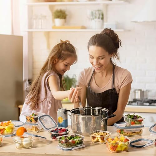 24 Pc Airtight Glass Food Storage Containers (Gray)