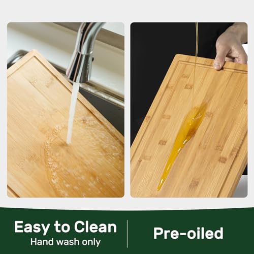 24”×18” Bamboo Cutting Boards for Kitchen (Natural / 24"L x 18"W)