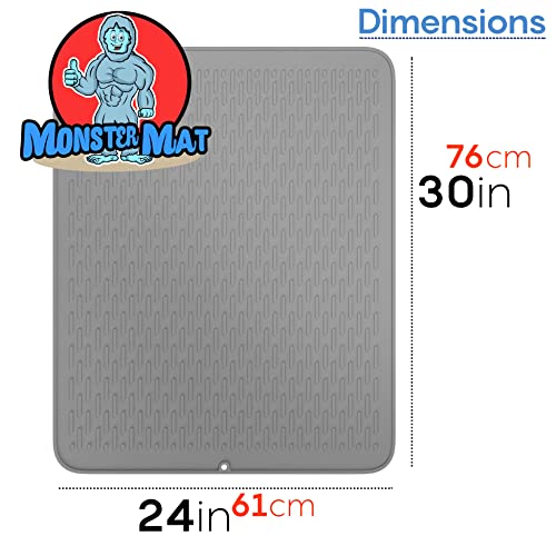 Monster Mat Extra Large Silicone Dish Drying Mat (Gray / 30" x 24")