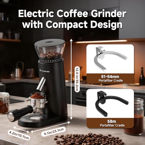 Cordless Burr Coffee Grinder with 60 Settings & Less Static Mess (Black)