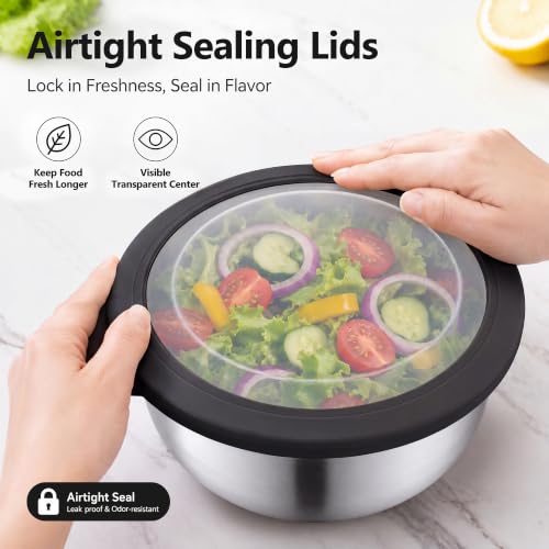 Mixing Bowls with Lids Set of 5 (Black)