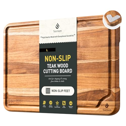 Teak Wood Cutting Board 15'' Non Toxic Wooden Chopping Boards for Fruit (15"L x 11"W)