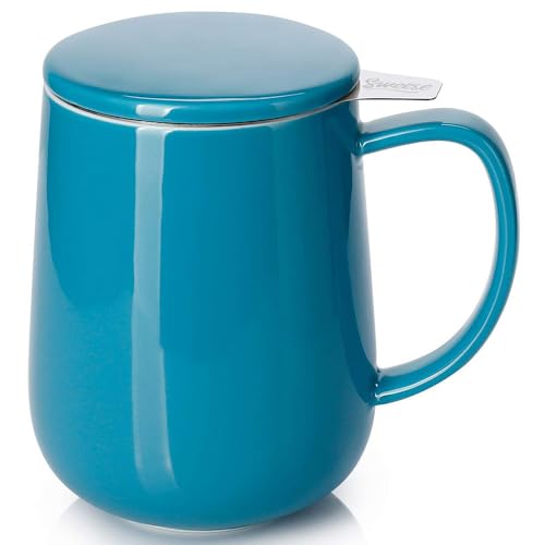 Big Porcelain Tea Mug with Infuser and Lid