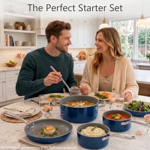 Ceramic Nonstick Cookware Set with Lids