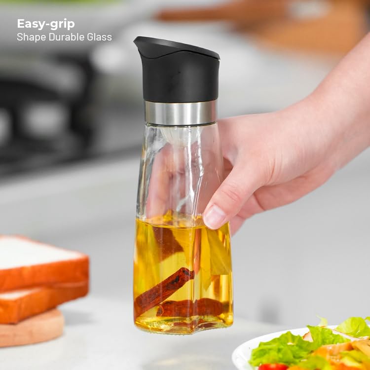 Premium Glass Olive Oil and Vinegar Dispenser Bottles Set