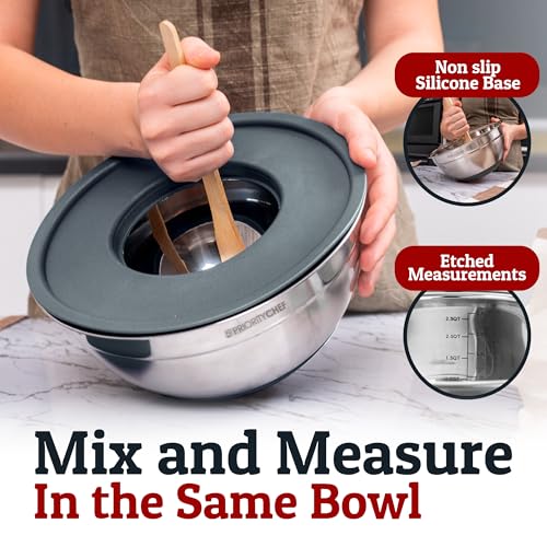 6Pc Stainless Steel Mixing Bowls with Lids Set (Gray)