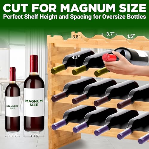 72 Bottle Wine Rack Stackable Bamboo Freestanding