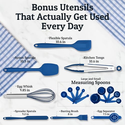 28pc Stainless Steel Mixing Bowls with Lids Set (Utensils - Blue)
