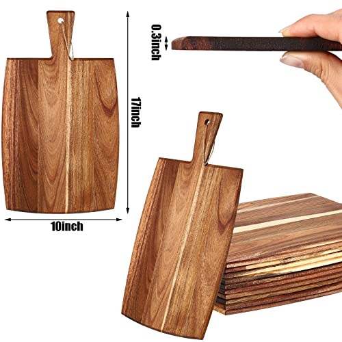 12 Packs Wooden Cutting Board Set with Handles Large Kitchen Serving Plain Chopping Board Bulk Gifts for Mom for Vegetables Meat Pizza Cheese Fruit Bread (17 x 10 Inch)
